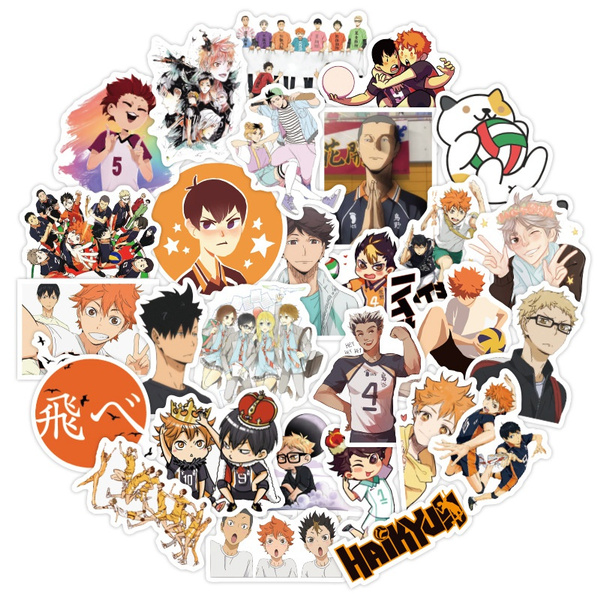 50pcs set haikyuu stickers japanese anime sticker volleyball for decal on guitar suitcase laptop phone fridge motorcycle car wish