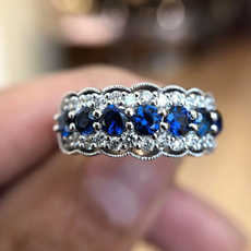 Blues, Sterling, Women Ring, Blue Sapphire