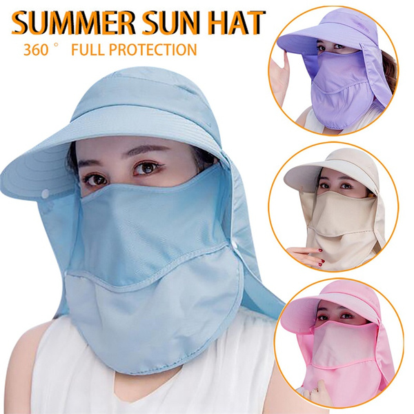 Outdoor Fishing Sun Protection Face Mask Hat Sport Hiking Camping Visor Hat  Women Anti-UV Face Neck Cover Unisex Sun Hat