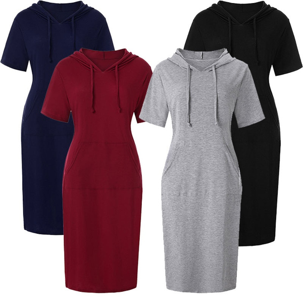 Hoodie dress best sale short sleeve