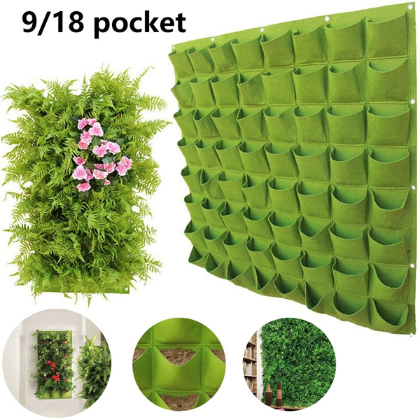 18/36/64 Pockets Green Grow Bags Planter Vertical Garden Vegetable Living  Garden Bag Seedling Wall Hanging Planter Growing Bags - AliExpress