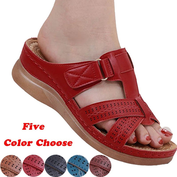 Summer Breathable Women Premium Orthopedic Toe Sandals Ladies Buckle Strap Vintage Anti-slip Slippers Shoes | Wish
