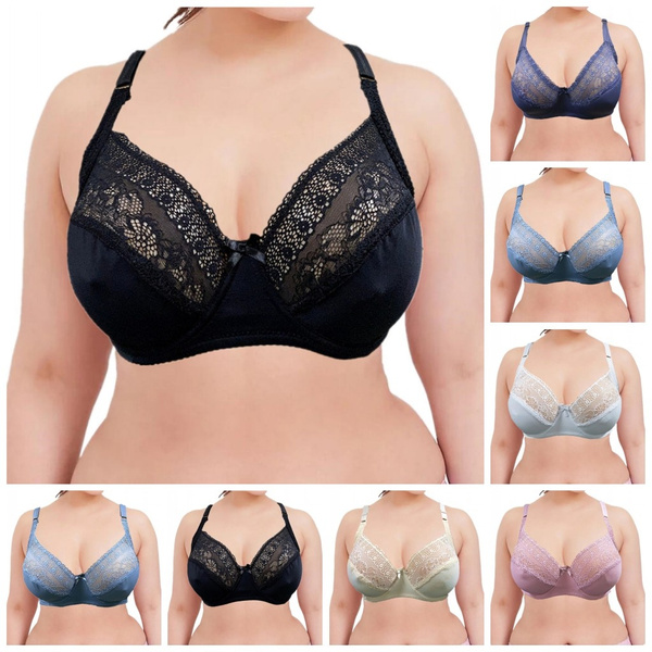  Womens Plus Size Bras Full Coverage Lace Underwire Unlined  Bra Up To J Pumpkin 36C