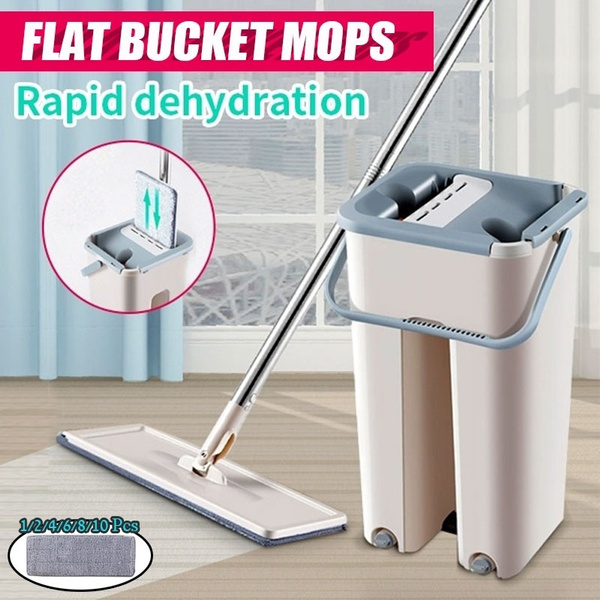 Seminarie Uitroepteken Oriënteren Avoid Hand Washing Flat Floor Mop Scraping Ultra-fine Fiber Mop Self Wet  and Dry Cleaning Microfiber Mop Bucket with 1/2/4/7/10 Microfiber Pads |  Wish