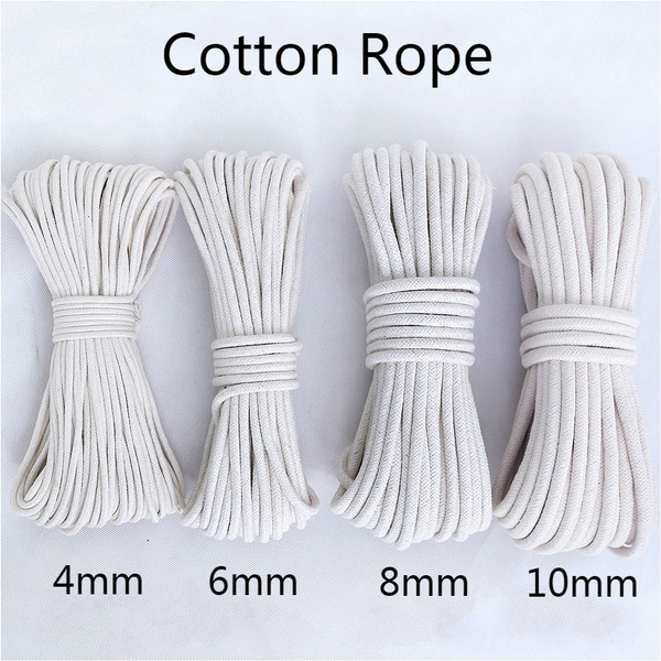 10M Natural Cotton Rope Sash Cord Twine Washing Clothes Pulley Macrame  Camping DIY Craft 4-10mm