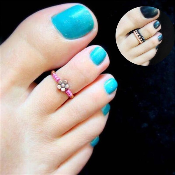 Women Girl Foot Rhinestone Toe Ring Barefoot Jewelry Celebrity  Beach Finger 
