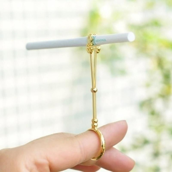 Elegant Lady Smoker Cigarette Holder Ring, Retro Smoking Ring