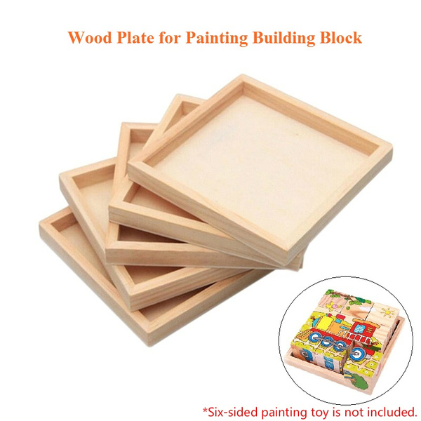 Wood Plate for Six-Sided Painting Building Block Wood Pallet 12cm X 12cm new. 