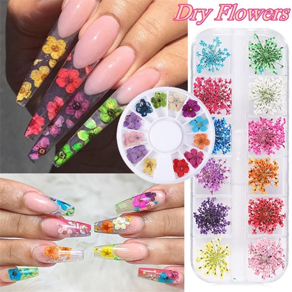 Spring Florals Nails // DIY Real Dried Flowers Manicure