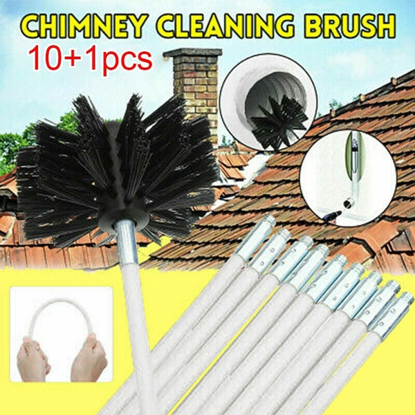 Drill Powered Chimney Cleaning Kit Flue Brush Cleaner Fireplace Sweep