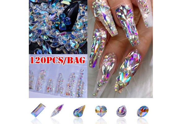 DAODER 100pcs Big Rhinestones for Nails Sparkly 3D India