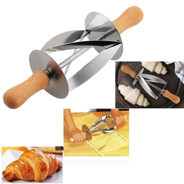 Pastry & Croissant Cutter, Stainless Steel w/ Wood Handles