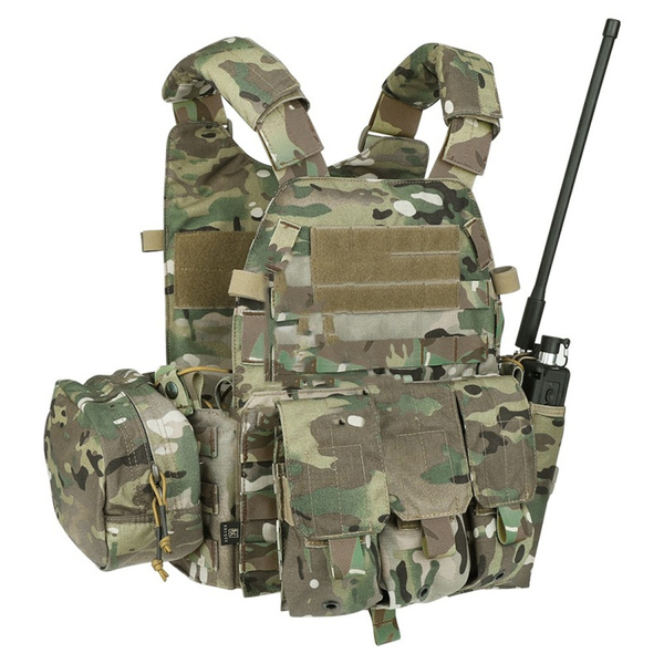 Tactical Vest with Mag pouch Intercom Bag Holder Molle Carrier Hook & Loop Size 