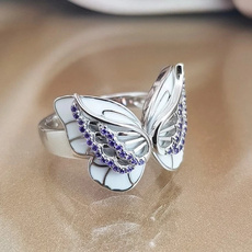 Sterling, butterfly, wedding ring, 925 silver rings
