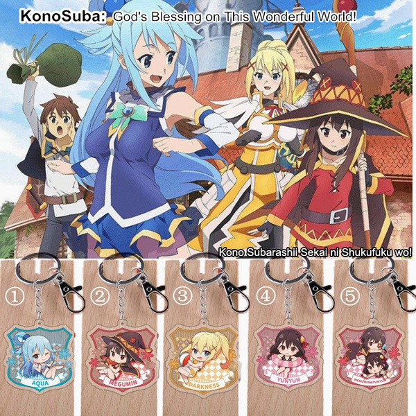Set of 3 KonoSuba God's Blessing Anime Acrylic Keychain Megumin Aqua Darkness