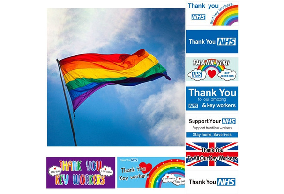 NHS rainbow flag banner sign support the NHS many different sizes to fly at home 