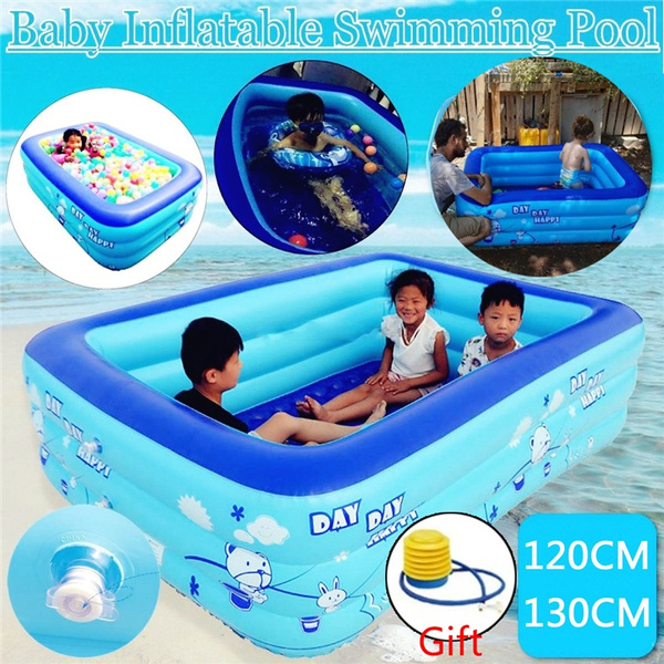 Baby Inflatable Folding Bath Pool,120/130cm Children Bathing Tub Baby Home Use Paddling Pool Inflatable Rectangle Swimming Pool Kids Inflatable Pool 