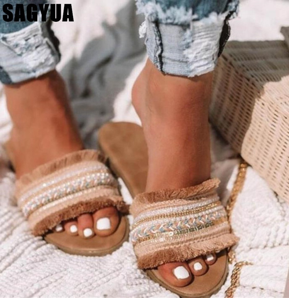 Women Slip On Summer New Retro Sandals Flat Casual Shoes Female Slides