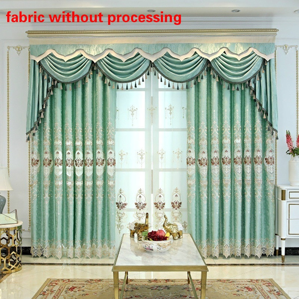 Chenille Embroidery Curtain Fabric European Tulle Material Blackout Cloth