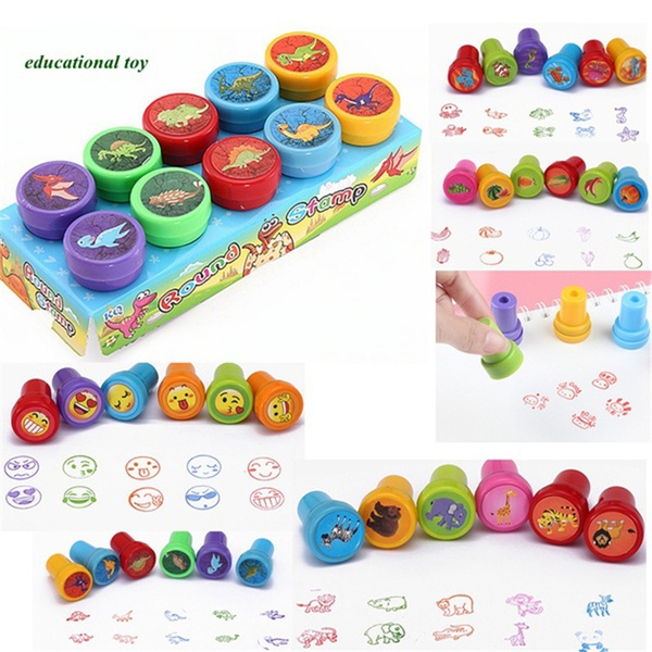 10pcs Self-ink Rubber Stamps Kids Party Event Supplies Birthday Gift Toy Boy NEW