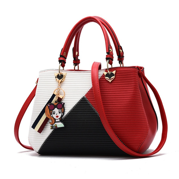 Red Pu Leather Ladies Fashion Bags