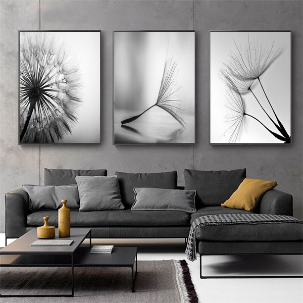 Black White Flower Canvas Print Dandelion Posters Art Modern Home Wall Decor