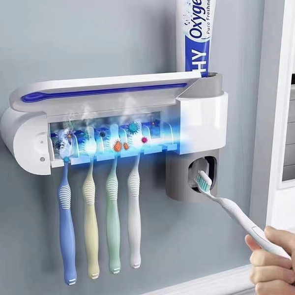 Healifty Toothbrush Holder UV Toothbrush Portable Toothbrush Wall Mounted Toothbrush Organizer Toothpaste Dispenser for Family Ladies Men Baby Kids