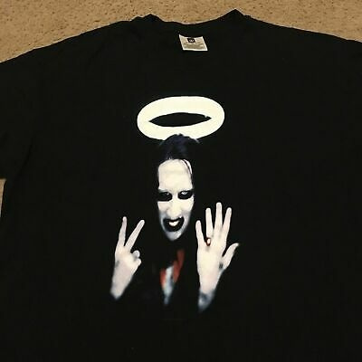 Marilyn Manson T Shirt RARE Black Middle Fingers 1997 Merch Tour reprint