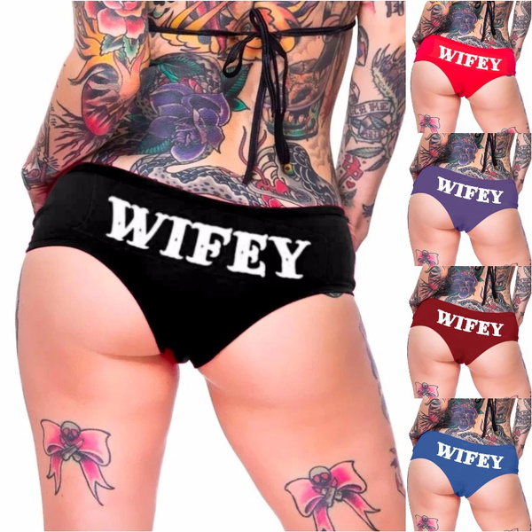 Wifey Letter Printed Booty Shorts Women's Fashion Sexy Underwear Underpants  Casual Indoor Clothing Plus Size XS-3XL