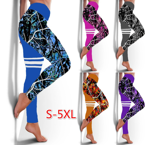 Girls Camouflage Printed Skinny Sports Leggings Fitness Workout Tight Yoga  Pants