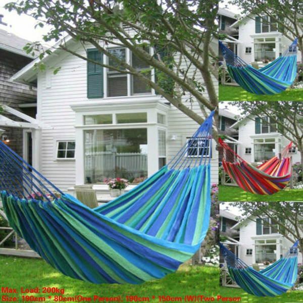 Premium Garden Camping Canvas Hammock Lightweight Hang Bed Outdoor Travel Swing 