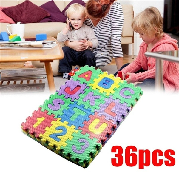 36 Pcs/set Children Alphabet Letters Numerals Puzzle Colourful Kids Rug ...