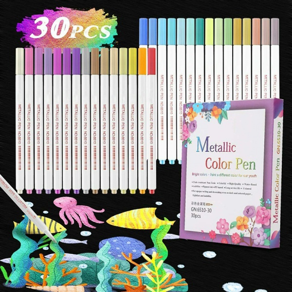 30 Colors Metallic Paint Marker Pens Set Acrylic Paint Marker Pen