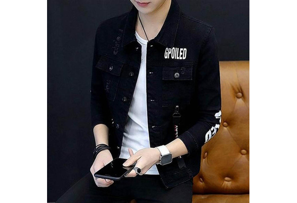 Men's Denim Jacket Spring Autumn Letter 
