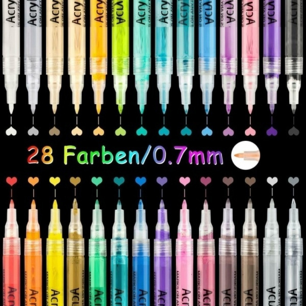 18/28 colors 0.7mm Round Tip Acrylic Pens Marker Pens Waterproof