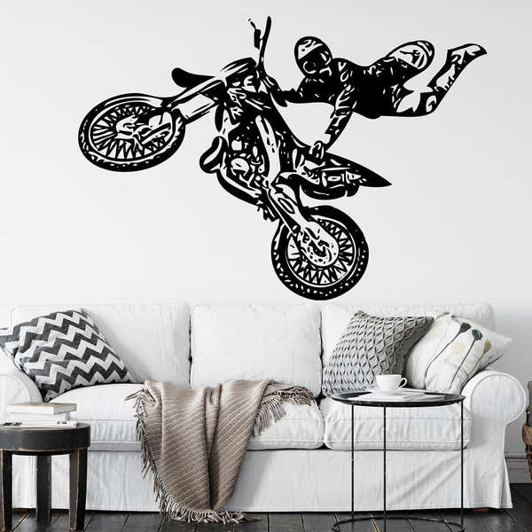 Motocross Moto Vinilo Arte De La Pared Pegatinas Dirt Bike Window  Calcomanía Cool Style Boys Dormitorio Club Hombre Cueva Decoración Del  Hogar E388 210705 De 6,3 €