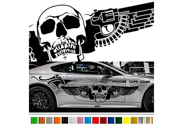 Skull Gun Tribal car Sticker car Vinyl Side Graphics wa42 car