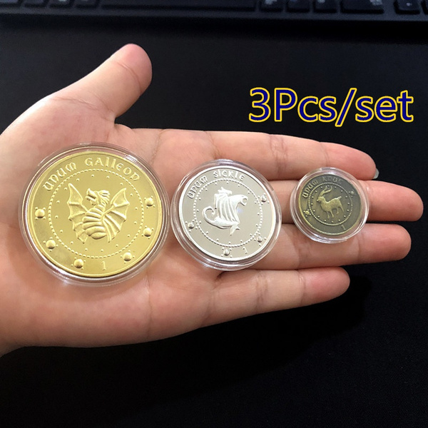 3 Pcs The Gringotts Bank Coin Collection Noble Harry Potter Memorabilia Edition 