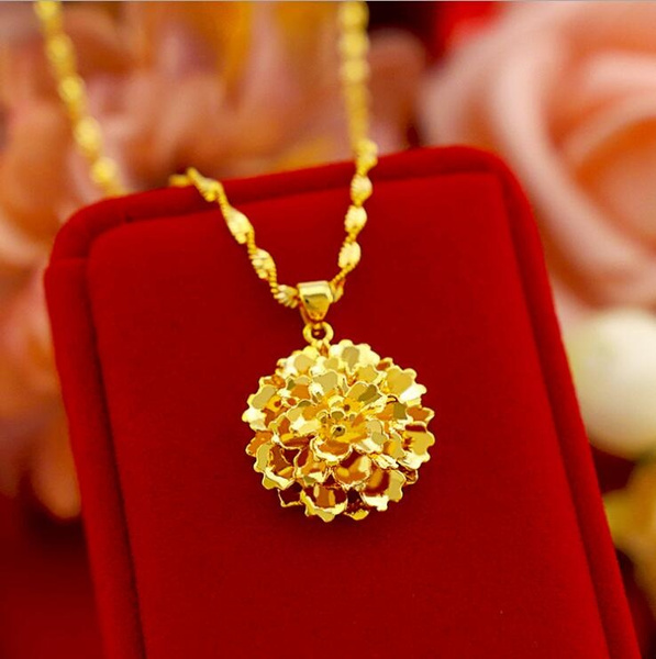 gold flower design necklace