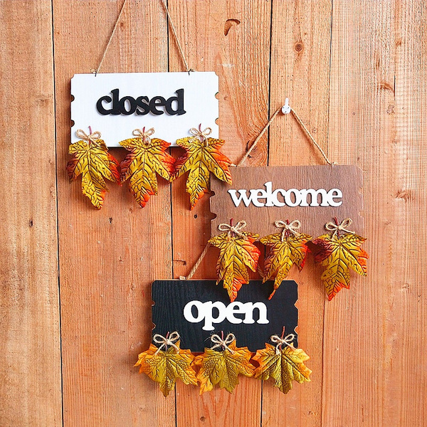 Welcome Sign Open Closed Sign Wooden Hanging Plaque Door Window Cafe Shop 6L Welcome Sign Open Closed Sign Wooden Hanging Plaque Door Window Cafe Shop 6L