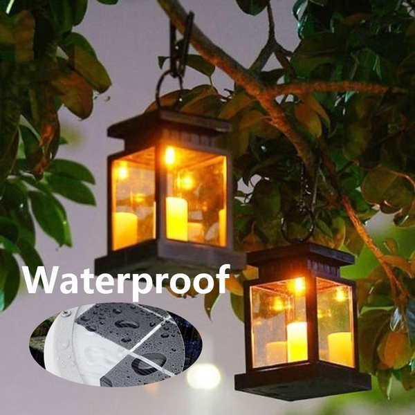 Solar Lantern Hanging Light Led Candle Yard Outdoor Patio Garden Lamp For Landscape With Warm White Flameless Candles Flickering Wish Solar Lantern Hanging Light Led Candle, Outdoor Patio Lanterns Solar
