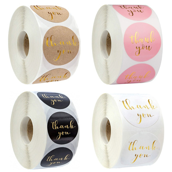 500pcs/roll Gold Foil Thank You Stickers for Seal Labels 1 Inch Gift ...