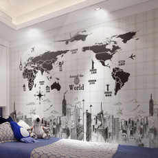 PVC wall stickers, living room, worldmap, sofabackground