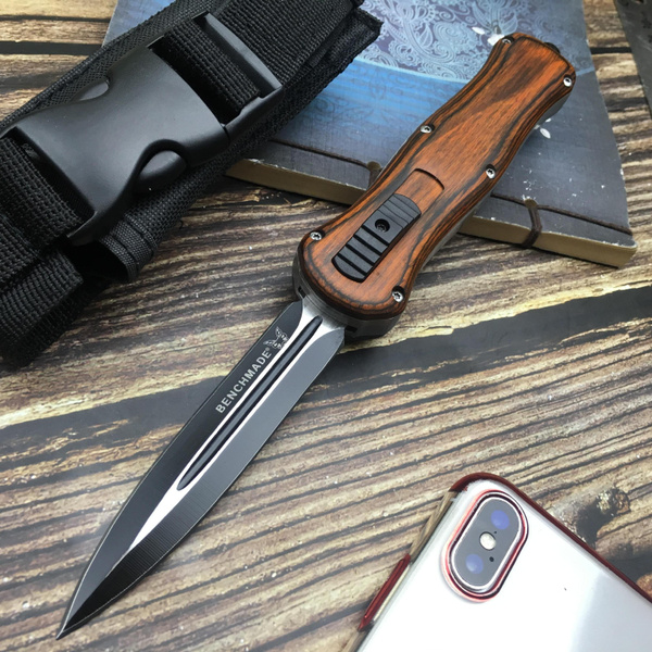 Tactical Knife Spring Assisted Knives Military Fixed Blade Double Edge Combat Survival Knifes Aviation Wood Handle Wish
