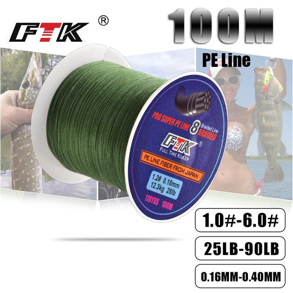 FTK 100M PE Braided Line Fishing 8 Strand Multifilament PE Wire