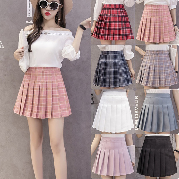 Plaid pleated skirt outlet xxl