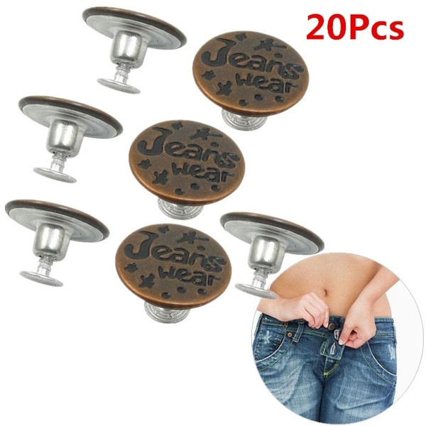 20 Pcs/Lot Letters Pattern Lock Inside No Sew Jeans Tack Buttons Sewing