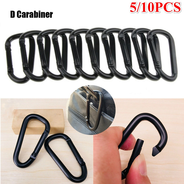 Buckle Keychain Black Climbing Button Alloy Carabiner Camping Hiking Hook