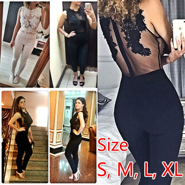 Women Bodycon Jumpsuit Black Lace Bodysuit Female Transparent Mesh Embroidery Rompers Flower Jumpsuit Women Bodycon Jumpsuit Black Lace Bodysuit Female Transparent Mesh Embroidery Rompers Flower Jumpsuit