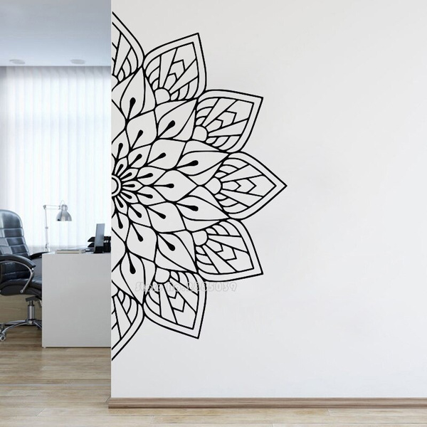 Sticker Vinyl Wall Decal Half Mandala Flower Decal Bedroom Yoga Wallpaper  Boho Style Home Classic Mandala Decor Poster | Wish